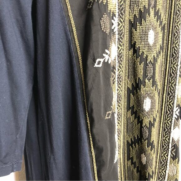 Johnny Was black army green cream embroidered dress size 1X - Picture 11 of 14